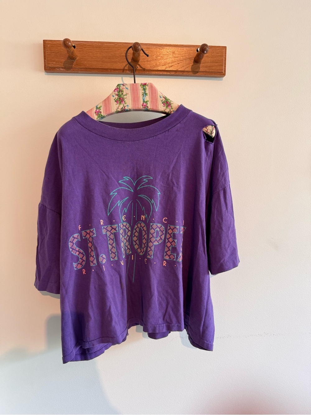 St Tropez French Riviera Purple Oversized Graphic Tee XL